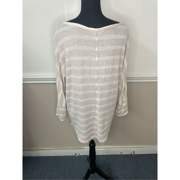 Market & Spruce 3/4 Sleeve Stripe Blouse Size Large - Picture 2 of 6